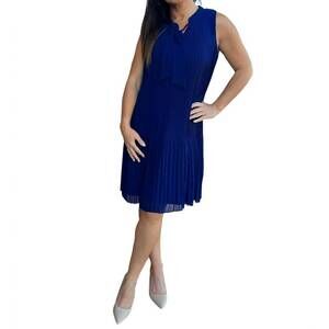 NEW PICADILLY pleated sleeveless dress in navy